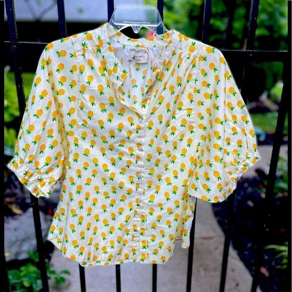 NIKO AND….yellow blouse with pineapple print - Picture 1 of 3